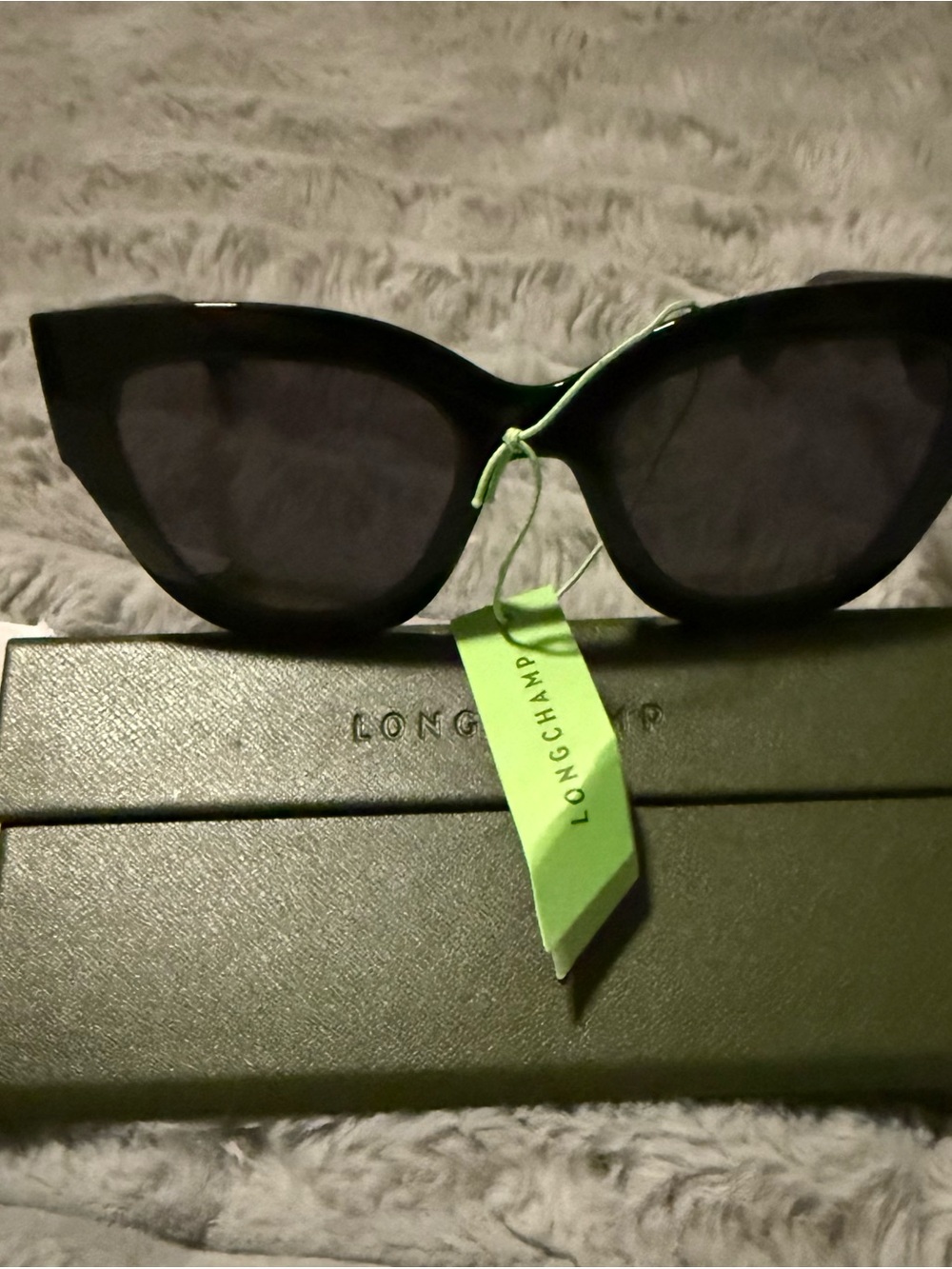 Longchamp Black Cat-Eye Sunglasses with Dark Lenses